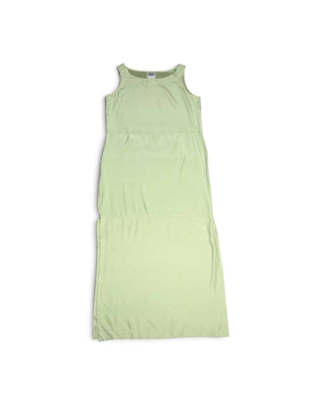 Vintage Laura Ashley Light Green 100% Silk Maxi Dress Size 6